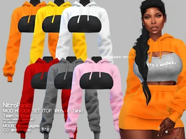 Alpha Mod Hoodie Set (Top Hoodie Only) by nitropanic - The Sims 4 custom content