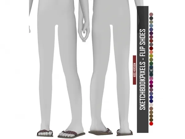 Alpha SKETCHBOOKPIXELS FLIP SHOES KIDS VERSION by redheadsims - The Sims 4 Custom Content