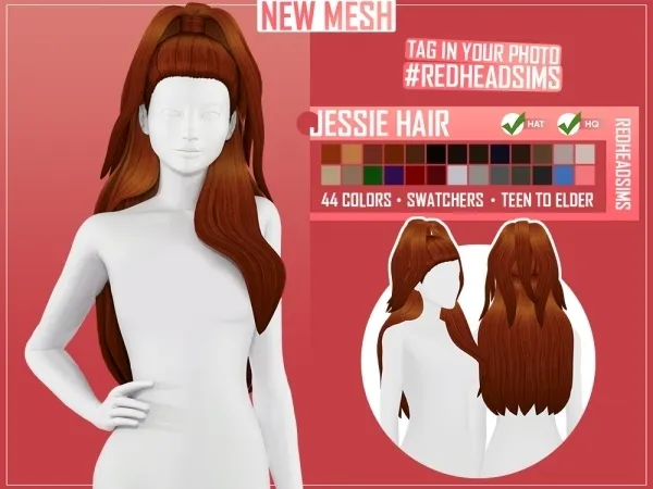 Maxis Match JESSIE HAIR by redheadsims - The Sims 4 Custom Content
