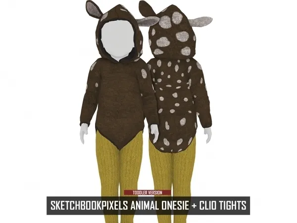 Alpha SKETCHBOOKPIXELS ANIMAL ONESIE + CLIO TIGHTS by redheadsims - The Sims 4 custom content