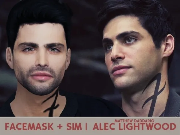 Alpha FACEMASK SIM ALEC LIGHTWOOD (MATTHEW DADDARIO) by redheadsims - The Sims 4 Custom Content