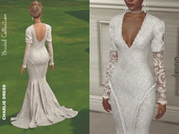 Alpha Charlie Wedding Dress by serenity-cc - The Sims 4 Custom Content