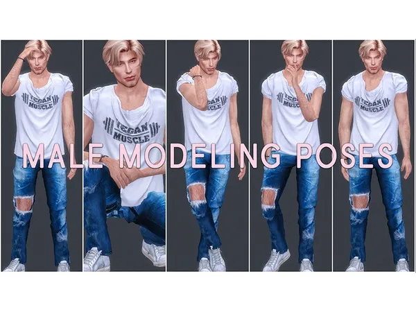 Alpha Male Modeling Poses set 2 - The Sims 4 Custom Content