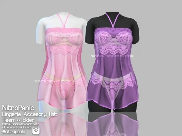 Alpha Sheer Lingerie Accessories (Hat) by nitropanic - The Sims 4 Custom Content