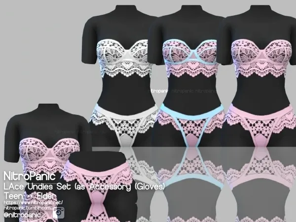 Alpha Lace Undies (as ACCESSORIES Gloves) by nitropanic - The Sims 4 Custom Content