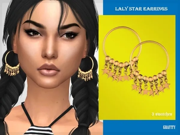 Alpha Laly Star Earrings by grafity-cc - The Sims 4 Custom Content