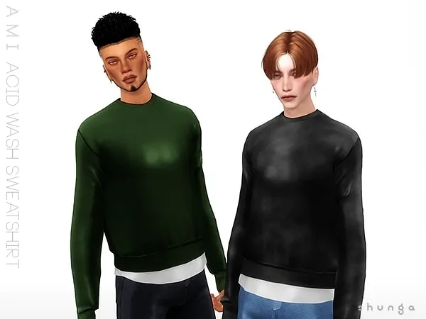 Alpha SHUNGA AMI Acid Wash Sweatshirt - The Sims 4 Custom Content