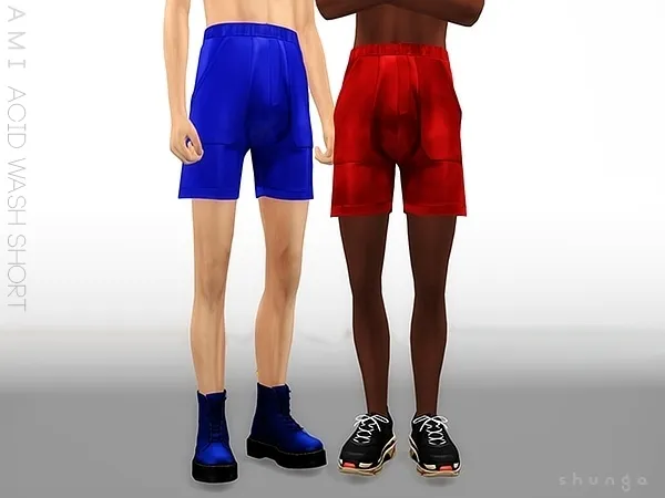Alpha SHUNGA AMI Acid Wash Short by shunga - The Sims 4 Custom Content