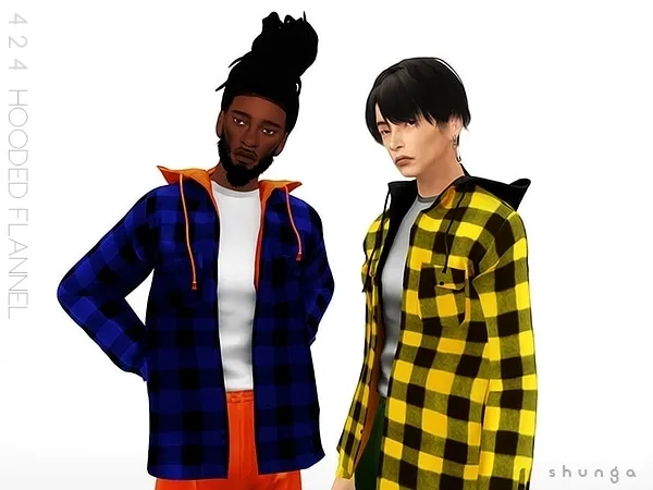 Alpha SHUNGA 424 Hooded Flannel by shunga - The Sims 4 Custom Content