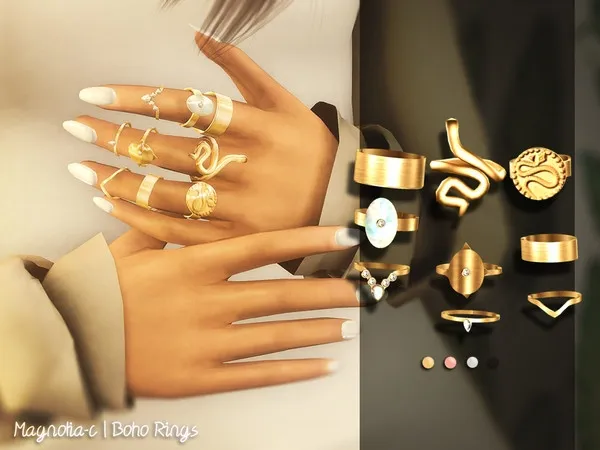 Alpha Magnolia C Boho Rings by thesimsresource - The Sims 4 Custom Content
