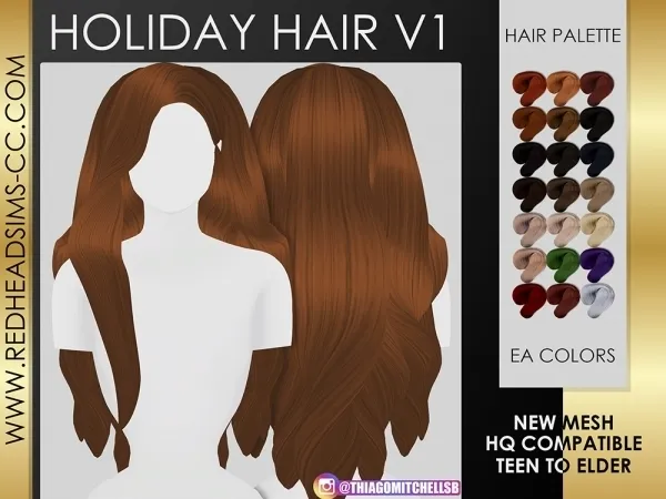 Maxis Match HOLIDAY HAIR V1 by redheadsims - The Sims 4 custom content