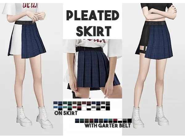 Maxis Match Pleated Skirt On Skirt Pleated Skirt with Garter Belt by simsfinds - The Sims 4 Custom Content