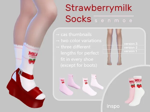 Alpha Strawberrymilk Socks - The Sims 4 Custom Content