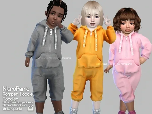 Alpha Romper Hoodie Toddler by nitropanic - The Sims 4 Custom Content