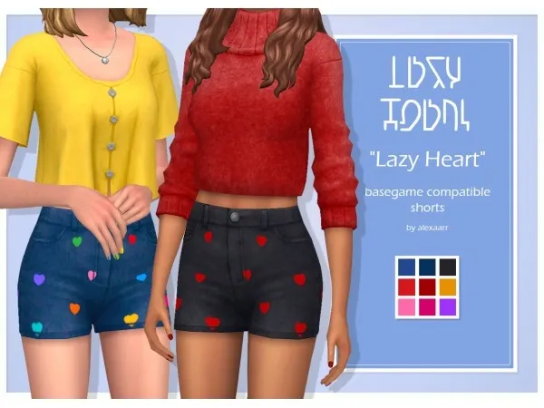 Maxis Match alexaarr Lazy Heart Shorts by simsfinds - The Sims 4 Custom Content