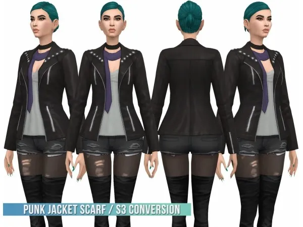 Maxis Match bustedpixels Punk jacket Scarf S3 Conversion by simsfinds - The Sims 4 Custom Content
