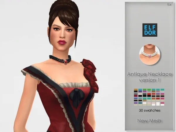 Maxis Match Antique Necklace version 1 by elfdor - The Sims 4 Custom Content