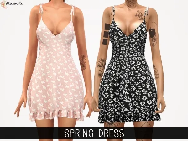 Alpha Elliesimple Spring Dress by elliesimple - The Sims 4 Custom Content