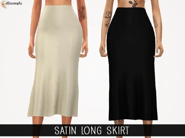 Alpha Elliesimple Satin Long Skirt by elliesimple - The Sims 4 Custom Content