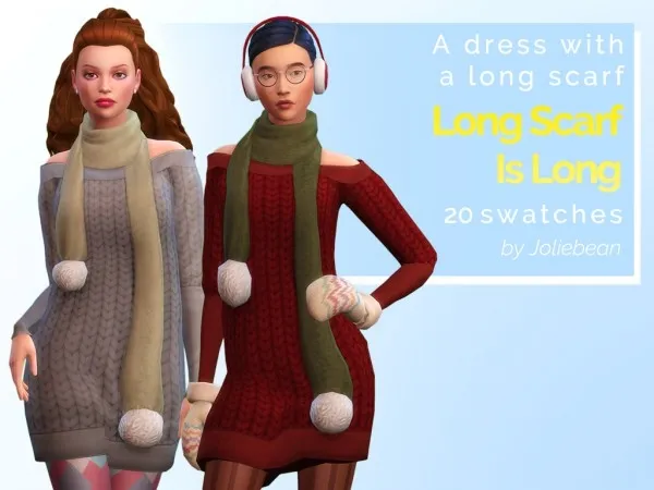 Maxis Match joliebean Long Scarf Is Long a dress by simsfinds - The Sims 4 Custom Content
