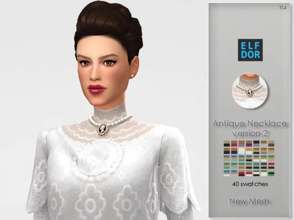 Maxis Match Antique Necklace version 2 by elfdor - The Sims 4 Custom Content