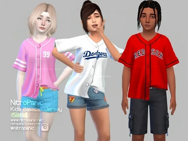 Alpha KIDS Baseball Jersey by nitropanic - The Sims 4 Custom Content