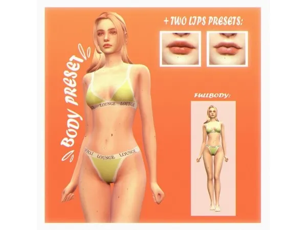 Maxis Match holistic simmer 1 body preset 2 lips presets by simsfinds - The Sims 4 Custom Content