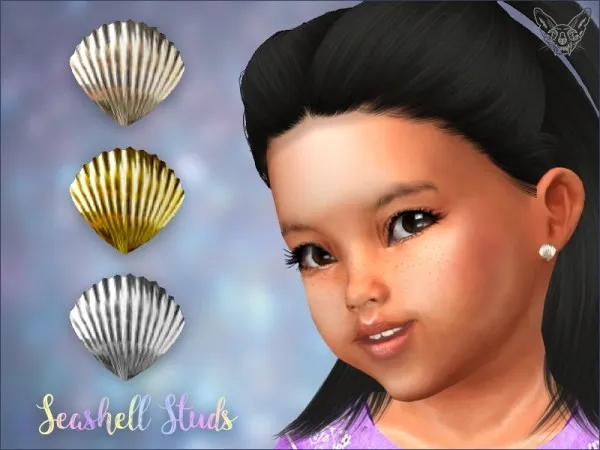 Alpha Seashell Studs For Toddlers by giuliettasims - The Sims 4 Custom Content