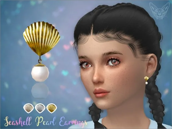 Alpha Seashell Pearl Earrings For Kids by giuliettasims - The Sims 4 Custom Content
