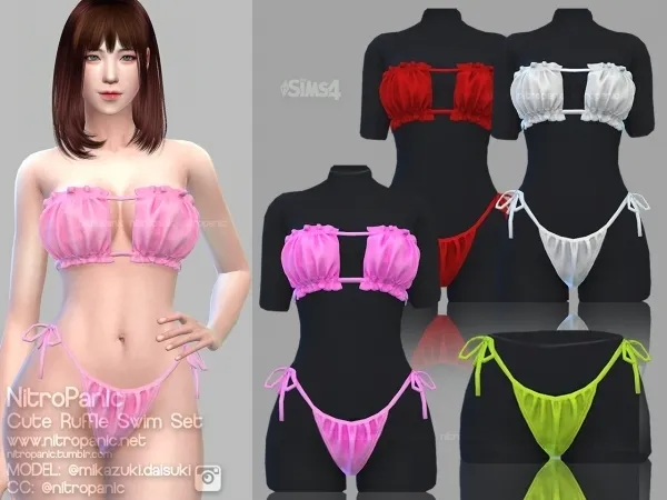 Alpha Cute Ruffle Bikini Set (BOTTOM) - The Sims 4 Custom Content