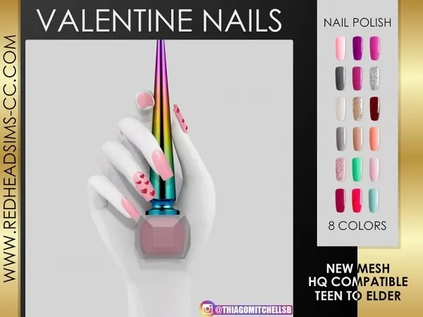 Alpha VALENTINE NAILS by redheadsims - The Sims 4 Custom Content