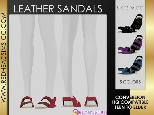 Alpha LEATHER SANDALS ADULT VERSION by redheadsims - The Sims 4 Custom Content