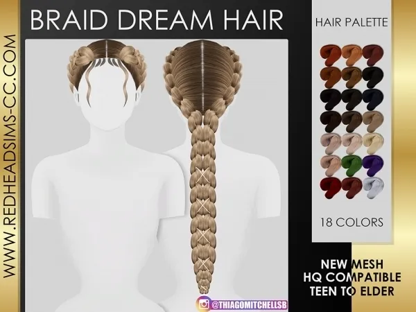 Mix BRAID DREAM HAIR - The Sims 4 Custom Content