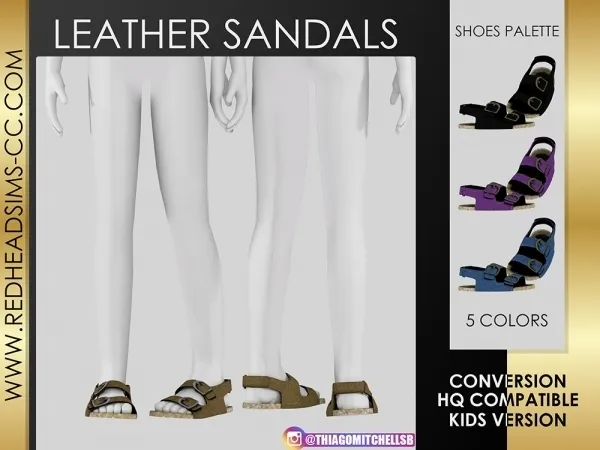 Alpha LEATHER SANDALS KIDS VERSION - The Sims 4 Custom Content