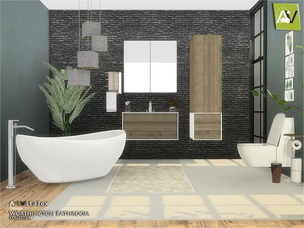 Alpha Worthington Bathroom by thesimsresource - The Sims 4 Custom Content