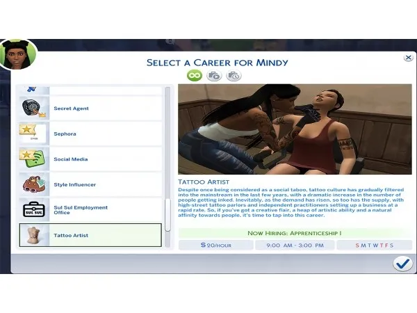 Maxis Match Tattoo Artist Career by simsfinds - The Sims 4 Custom Content