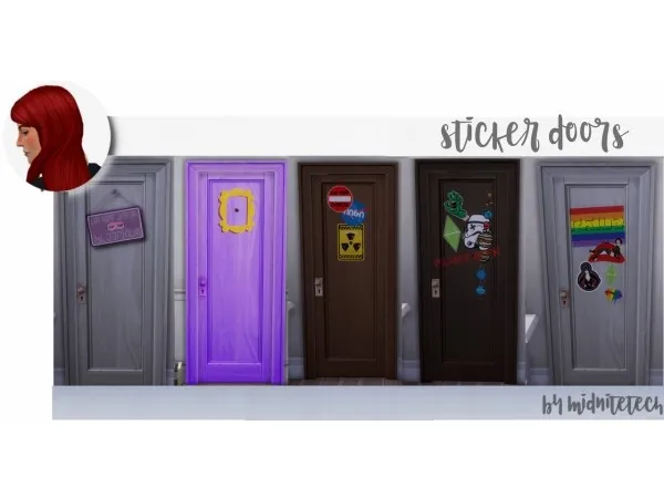 Maxis Match Midnitetech Sticker Doors - The Sims 4 Custom Content