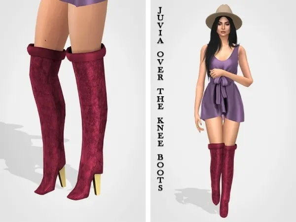 Alpha Juvia Over the Knee Boots by grafity-cc - The Sims 4 Custom Content