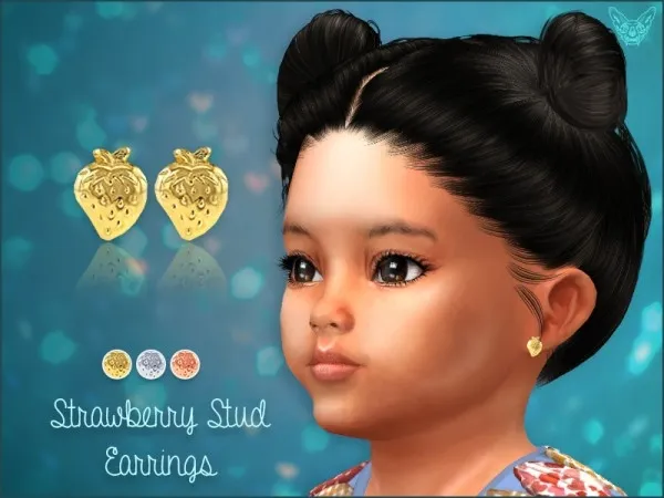 Alpha Strawberry Stud Earrings For Toddlers by giuliettasims - The Sims 4 Custom Content