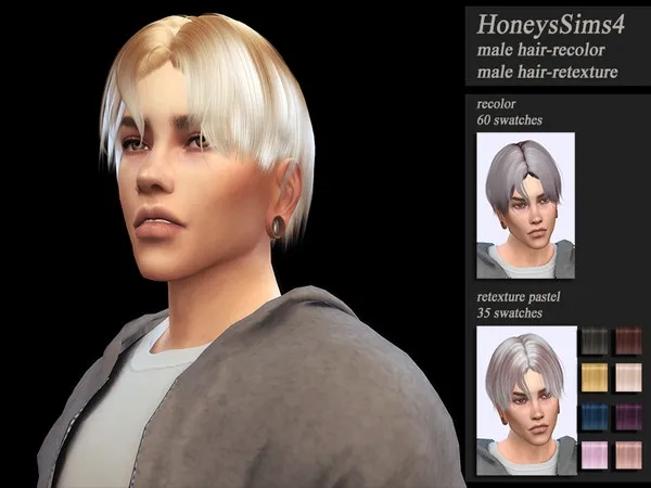 Alpha HoneysSims4 Retexture male hair Wings ON0218 mesh needed by thesimsresource - The Sims 4 Custom Content