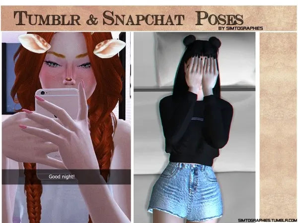 Alpha Tumblr Snapchat Poses - The Sims 4 Custom Content