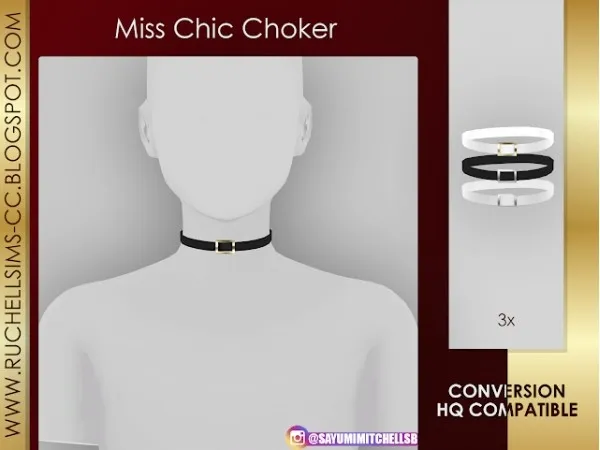 Alpha Miss Chic Choker by ruchellsims - The Sims 4 Custom Content