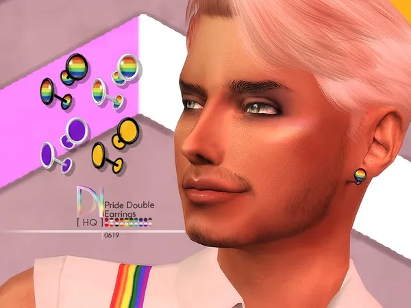 Alpha Pride Collection 19' Double Earrings - The Sims 4 Custom Content