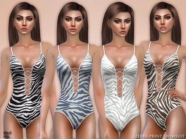 Maxis Match Zebra Print Swimsuit - The Sims 4 Custom Content