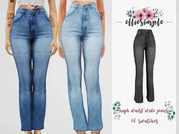 Alpha Elliesimple High Waist Wide Jeans by elliesimple - The Sims 4 Custom Content
