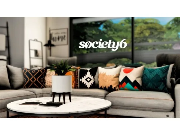 Alpha linasims LS Society6 Pillow Collection - The Sims 4 Custom Content