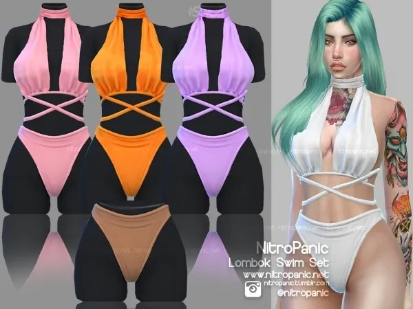 Alpha Lombok Swim Set (Bottom) by nitropanic - The Sims 4 Custom Content