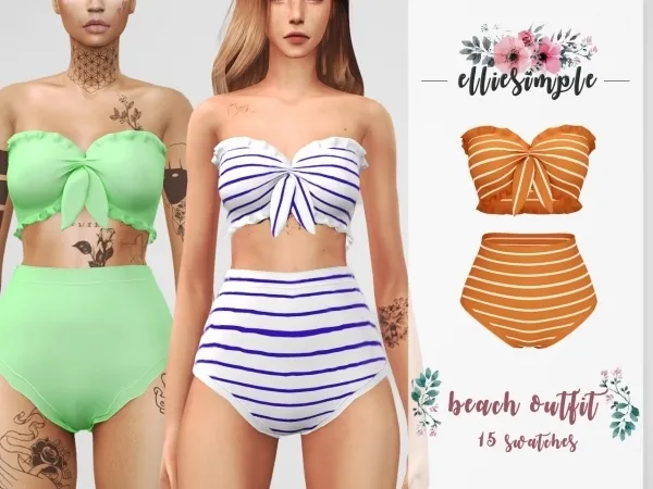 Alpha Elliesimple Beach Outfit by elliesimple - The Sims 4 Custom Content