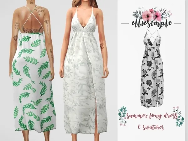 Alpha Elliesimple Summer Long Dress by elliesimple - The Sims 4 Custom Content