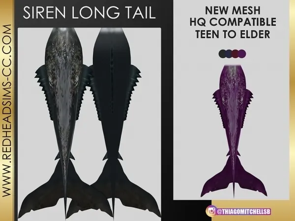 Alpha SIREN LONG TAIL by redheadsims - The Sims 4 Custom Content